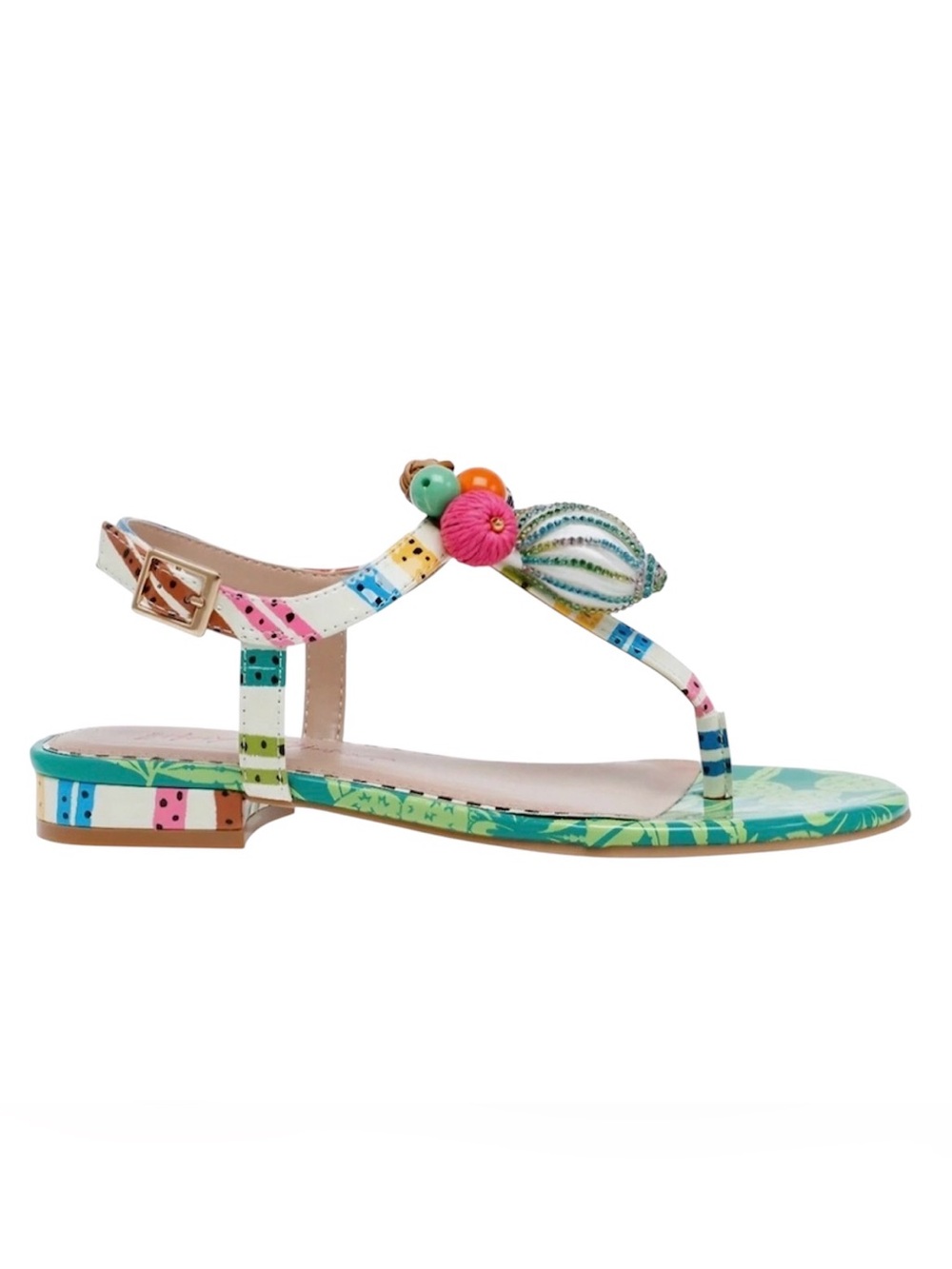 Betsey Johnson Women’s Aleena Multicolor T-Strap Sandal Excellent Condition